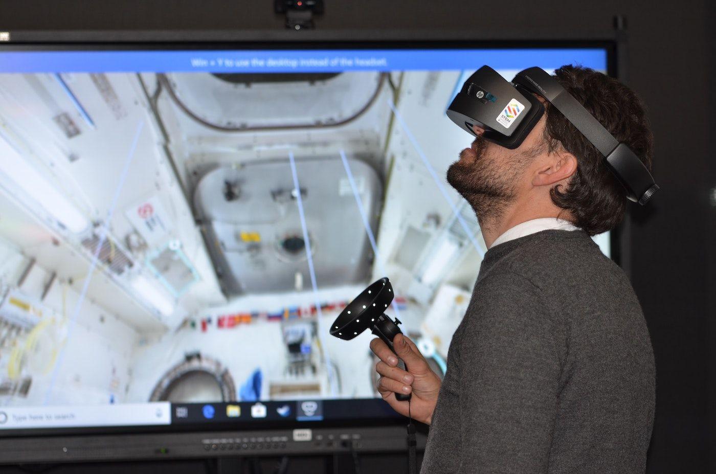a man using virtual reality